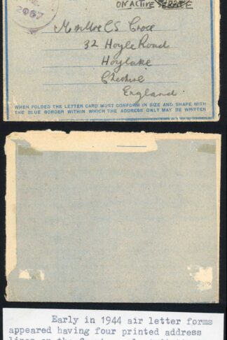 Syria to England 1944 Censored Letter Sheet