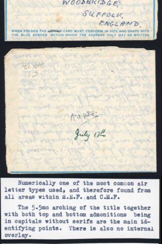 Jerusalem to England July 1944 Censored Lettersheet
