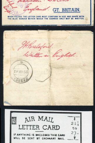 Kansra WWII Airmail Letter 22nd Mar 43 from Cpt attached to Gurkha training