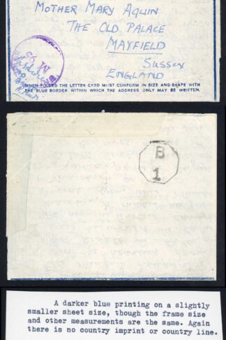 Rawalpindi Airmail Letter 18th Feb 44 with Censor mark and B1 Octagonal Censor