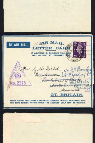 Palestine TWO Letters dated 3rd 12th Sept 41 with 2nd letter arriving before 1st