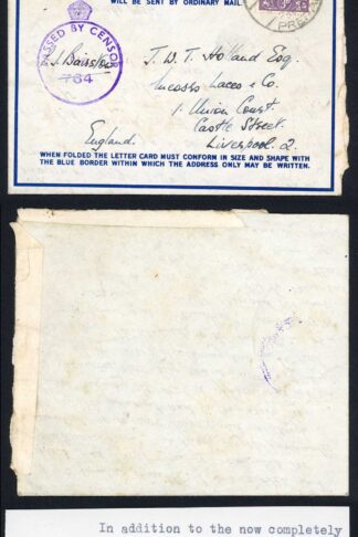 Egypt Airmail Dark Blue Border Letter 22nd April 42 with Censor Mark