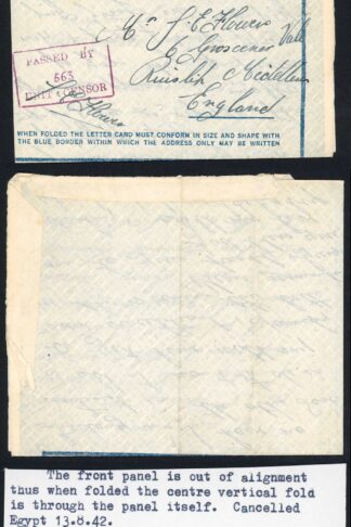 Egypt Airmail Letter 13.8.42 with Sensor Mark