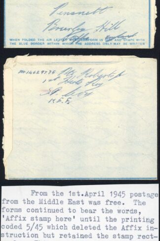 Palestine Air Letter 19th Nov 45 coded 5/45 which deleted the Affix instruction
