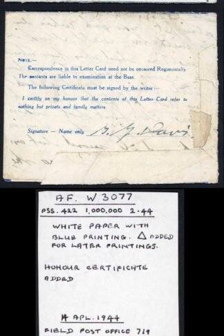 Field Post Office 4th April 1944 Airmail Letter with Censor Mark