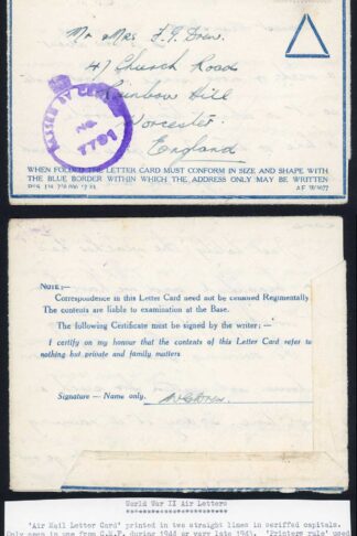 F.P.O Privilege Airmail Letter 24th Mr 1944 allocated F.P.O.H.5 Italy