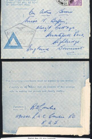 Foggia Italy Privilege Air Letter 12.3.45 with FPO 217 RAF Censor Mark