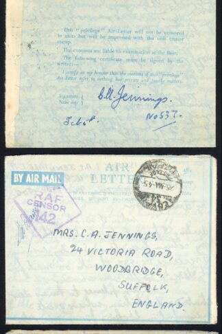 Egypt Two Privilege Air Letter 1 with 3d Stamp other used in Free Postage Period