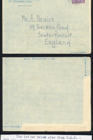 C.M.F Air Letter 11th Nov 1945 HQ British Control/Polish Repatriation Camp