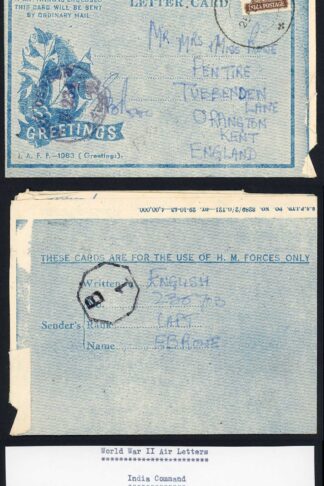 Christmas Airmail Letter 1943 Holly and Greetings emblem with Censor Mark