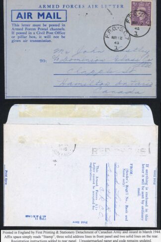 England Armed Forces Air Letter F.P.O. S.C 7 12th Mar 1945