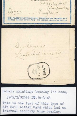 Indian Command 1943 Censored Airletter sheet to England