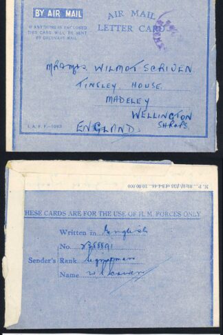 Indian Command 1945 Airletter sheet to England