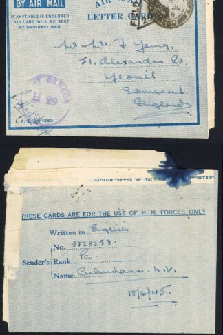 Indian Command posted on the 19th July so no stamp required