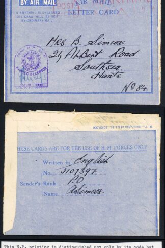 Indian Command 1.5.45 Letter sheet with Maritime cancel and Naval Censor