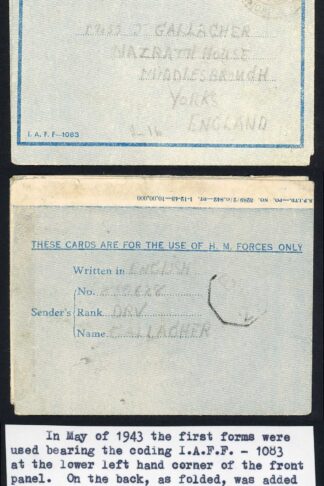 Indian Command Airletter with THESE CARDS ARE FOR THE USE OF HM FORCES