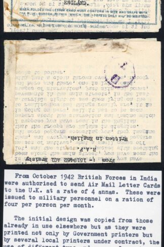 Indian Command 1943 Censored Airmail Lettersheet to USA