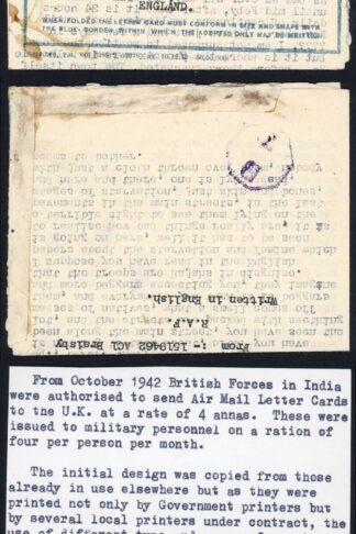 Indian Command 1943 Censored Airmail Lettersheet to USA