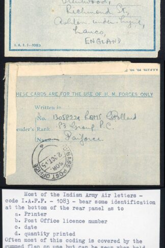Indian Command Censored Airmail Lettersheet