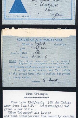Indian Privilege 1945 Censored Airmail Lettersheet
