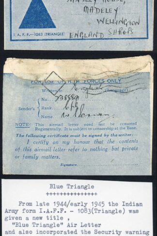 Indian Privilege 1945 Censored Airmail Lettersheet