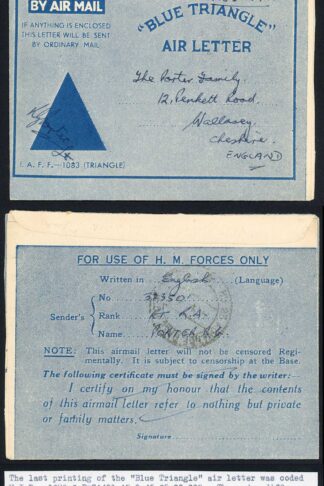 Indian Privilege 1946 Letter will Not be Censored Airmail Lettersheet