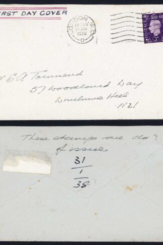 KGVI 3d on a 31 Jan 1938 First Day Cover