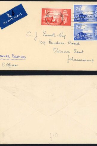 KGVI Liberation Set   on an Airmail cover to South Africa