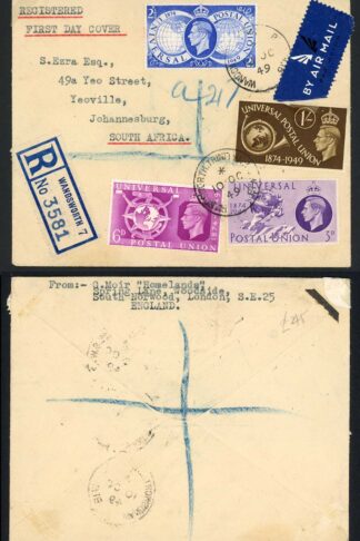 KGVI SG499/502 UPU Set with 10 Oct 1949 First Day Pmk