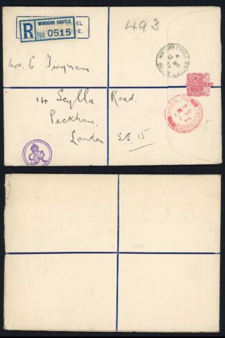1939 Registered  Envelope Winsor Castle Official Paid