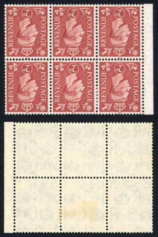 SG506dw 2d Pale red-brown pane of 6 (4 x U/M) wmk Inverted Cat 40 pounds