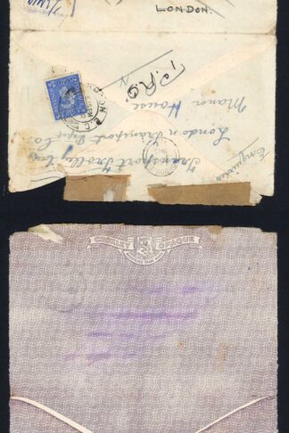 Salvaged Envelope re-used with 2 1/2d Stamp Delivered 2 YEARS after posting