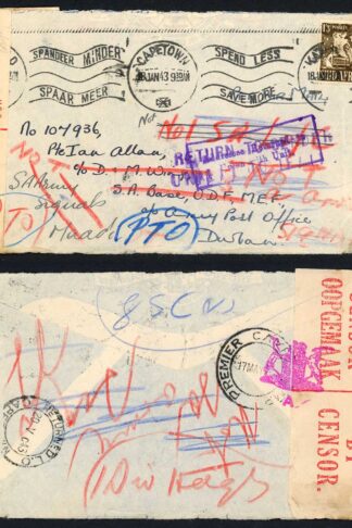 South African Very Much Travelled and Impossible to Deliver Censored Cover