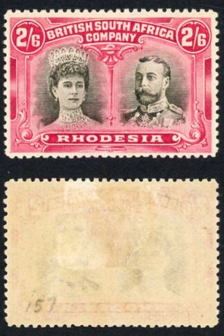 Rhodesia SG157 2/6d black and rose-carmine M/M (hinge remainder) Cat 375 pounds