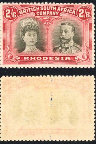 Rhodesia 2/6d brownish black and carmine-red Exceptionally pale heads