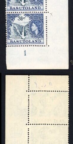 Basutoland Sg73 3 1/2c With Broken Perf Pins at top right U/M Strip of 10