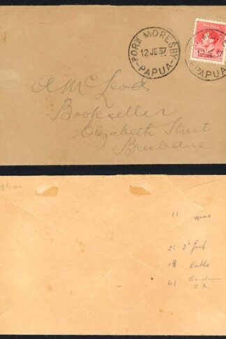 Papua 1937 Coronation 2d letter rate to Australia