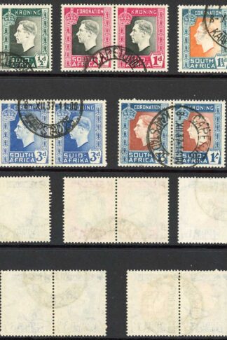 South Africa SG71/5 1937 Coronation Fine used pairs Cat 10 pounds