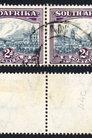 South Africa SG44 2d wmk upright Used pair Cat 15 pounds