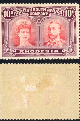 Rhodesia SG149var 10d scarlet and maroon Fine M/M