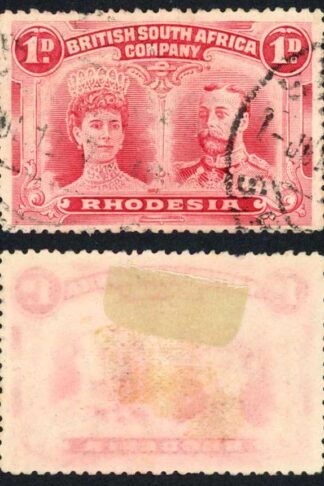 Rhodesia SG183 1d Bright Carmine Perf 13.5 fine used Cat from 55 pounds