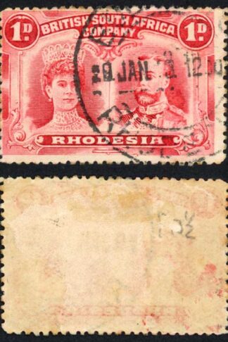 Rhodesia SG183 1d Bright Carmine Perf 13.5 fine used Cat from 55 pounds
