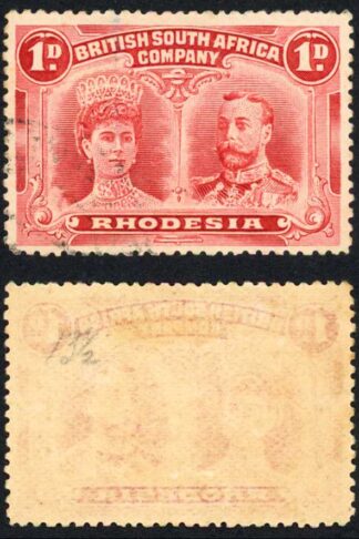 Rhodesia SG183 1d Bright Carmine Perf 13.5 fine used Cat from 55 pounds