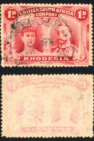 Rhodesia SG183 1d Bright Carmine Perf 13.5 fine used Cat from 55 pounds