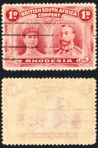 Rhodesia SG183 1d Bright Carmine Perf 13.5 fine used Cat from 55 pounds