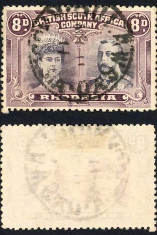 Rhodesia SG185 6d Pale grey-black and deep dull purple Perf 13.5 Cat 250 pounds