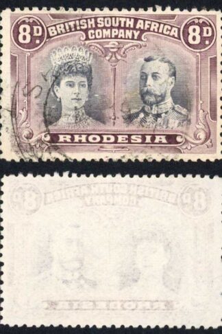 Rhodesia SG185 6d Grey-black and Deep Dull Purple Perf 13.5 Cat 250 pounds