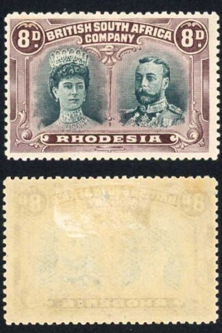 Rhodesia SG148 8d Greenish Black and (browner) Deep dull Purple Cat from 190 po