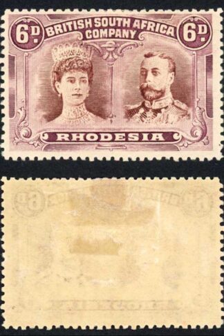 Rhodesia RSC(A) 6d brown-purple and deep rose-lilac M/M Scarce