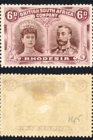Rhodesia 6d Chocolate and Deep Claret RSC F (Scarce) M/M